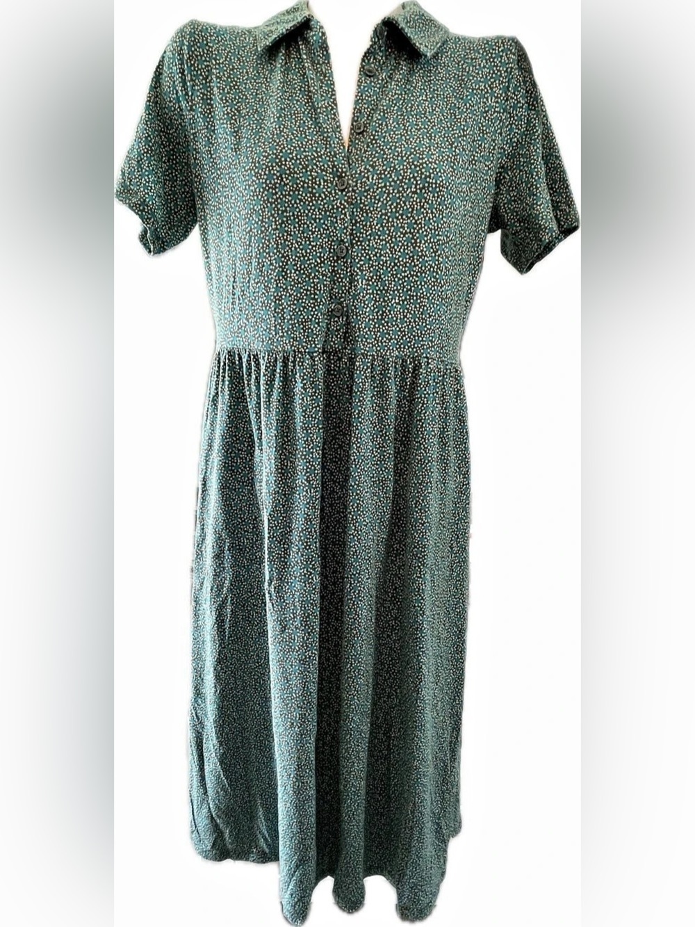d&co. Floral Midi Dress in Green & Blue Size XS